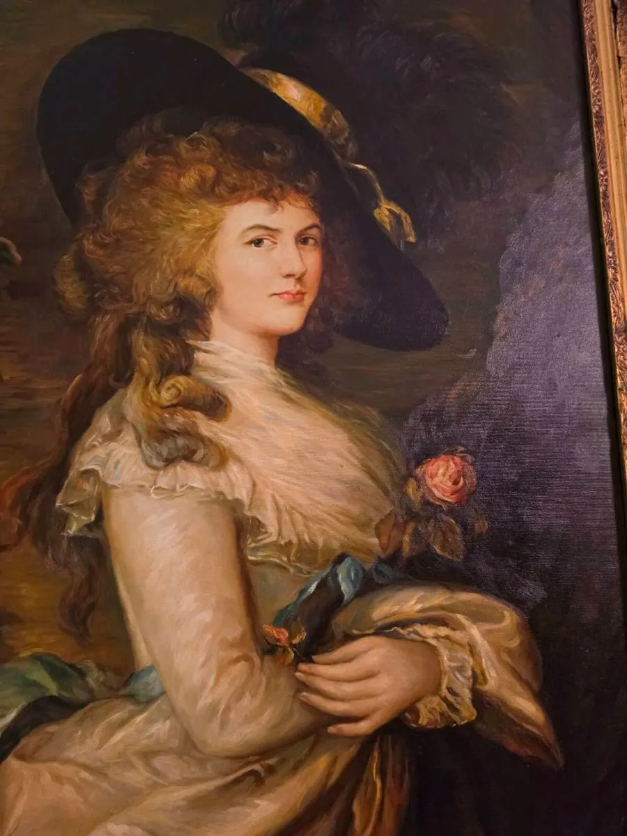 Vintage large oil painting DUCHESS OF DEVONSHIRE - Image 4