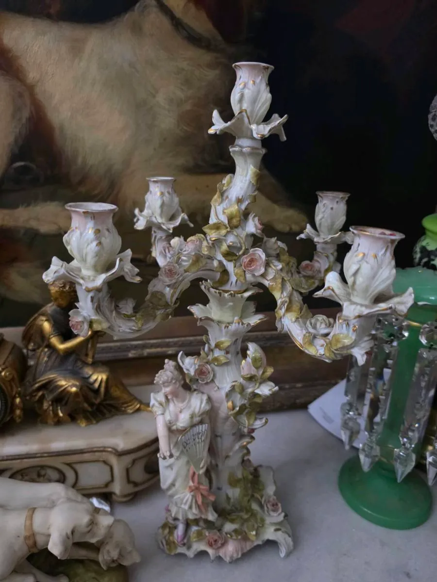 Antique large pair of porcelain candleabras - Image 4