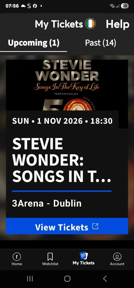 STEVIE WONDER Concert tickets Dublin