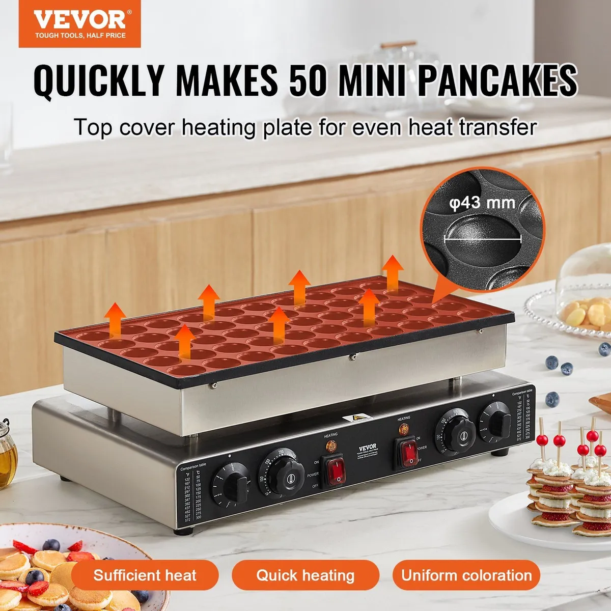 50-Hole Mini Dutch Pancake Maker 1700W - Image 2