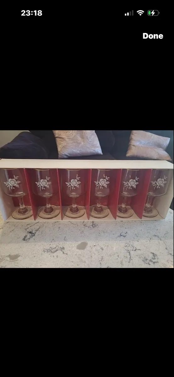 Set of 6 antique wine glasses - Image 1