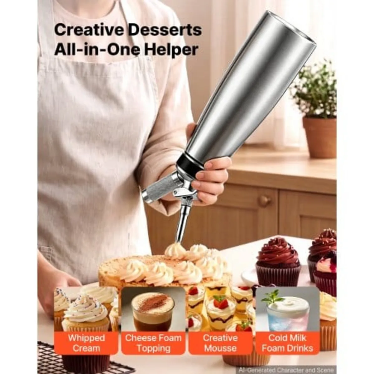 Professional 304 Stainless Steel Whipped Cream Dis - Image 2