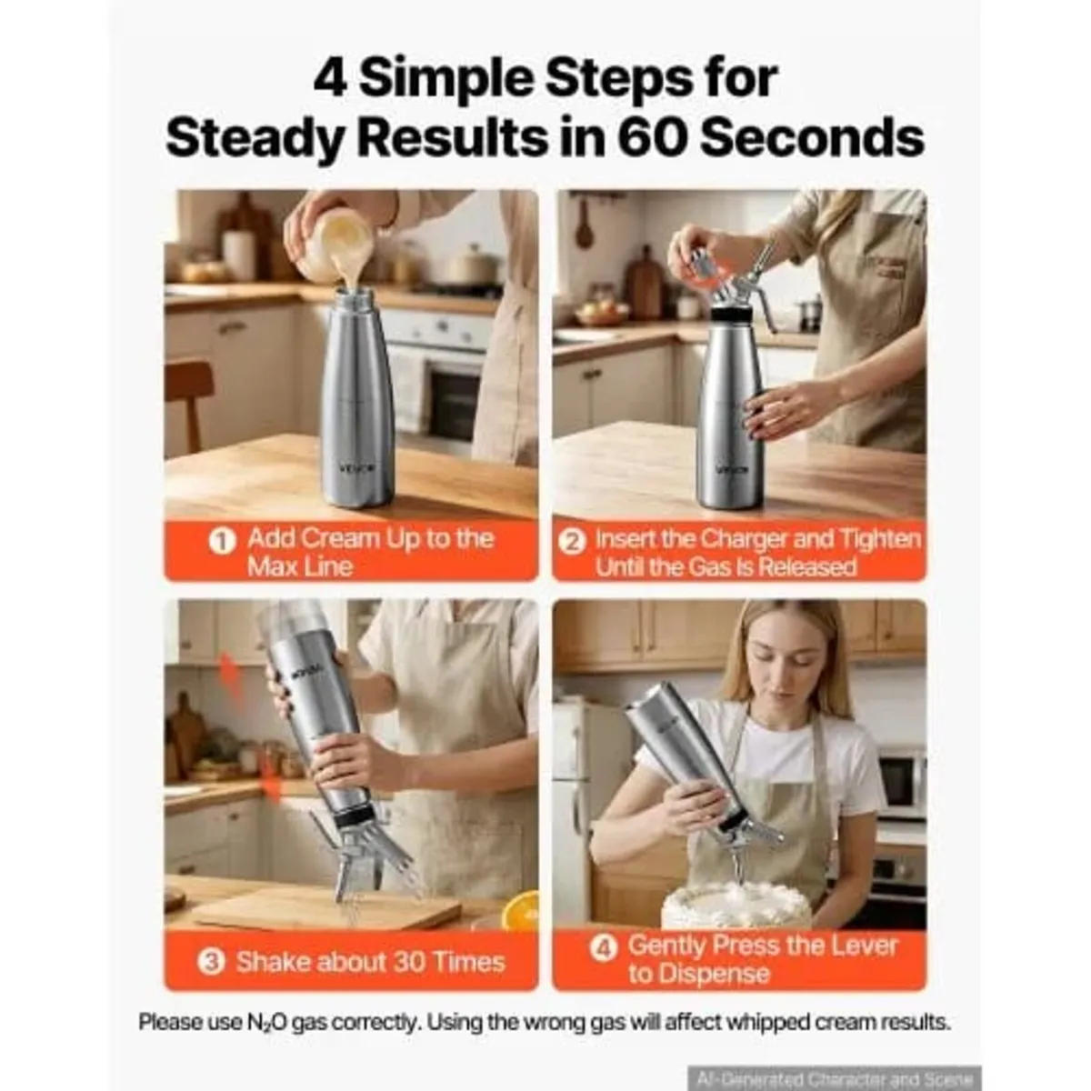 Professional 304 Stainless Steel Whipped Cream Dis - Image 4