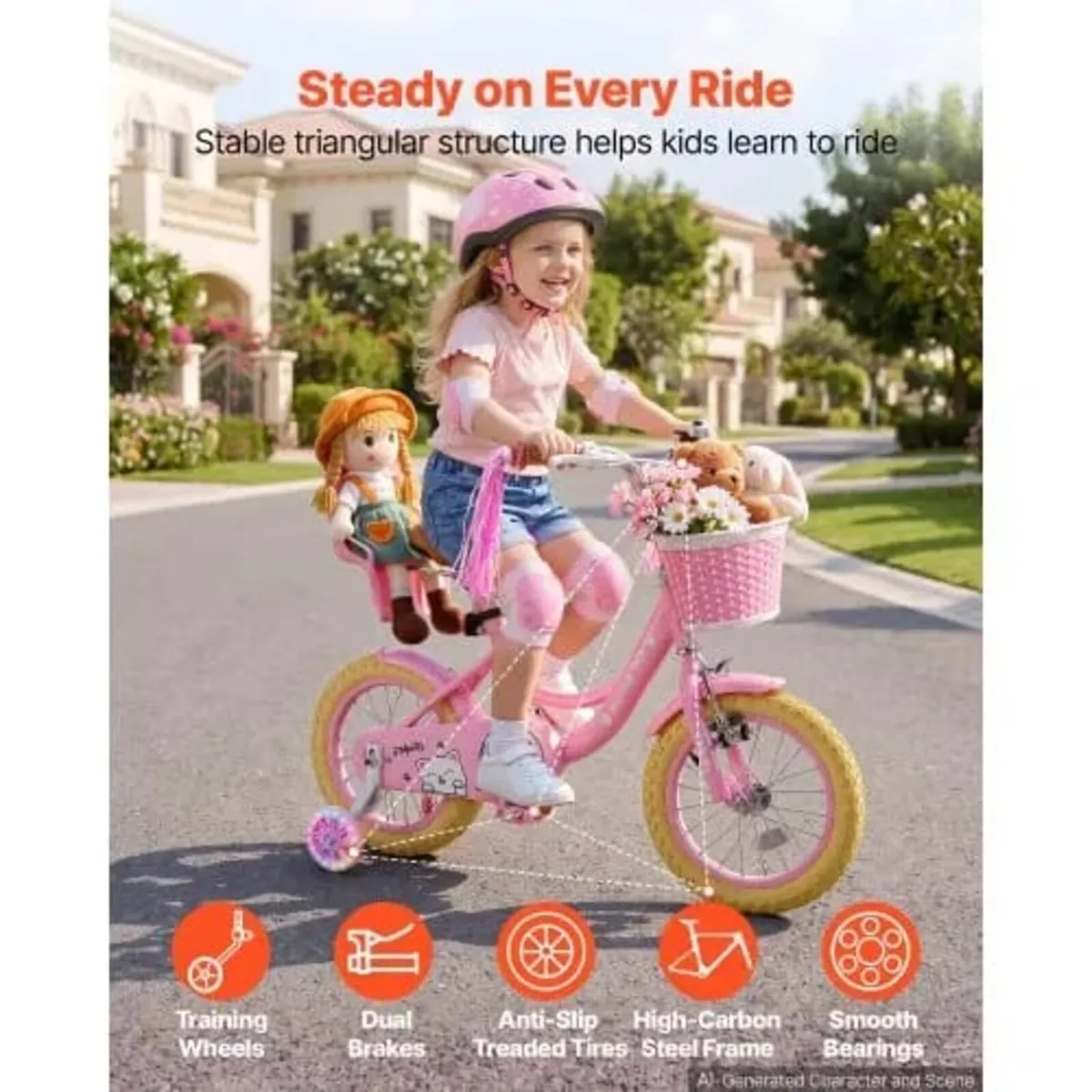 Kids Bike, 14 Inch Children Bicycle, Training Whee - Image 3