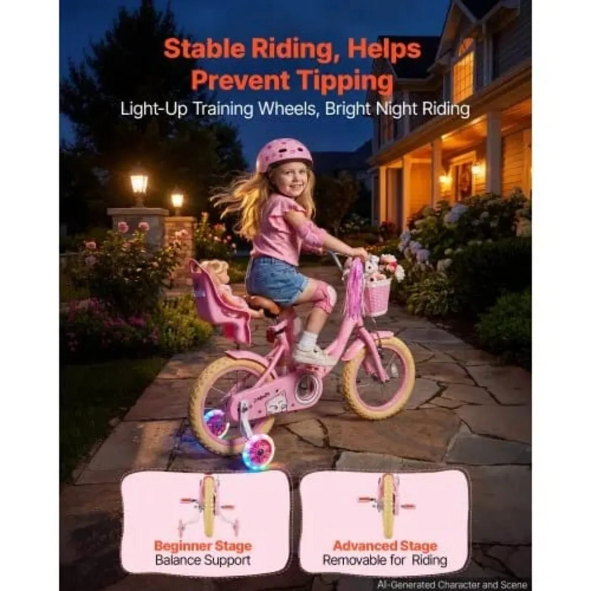 Kids Bike, 14 Inch Children Bicycle, Training Whee - Image 4