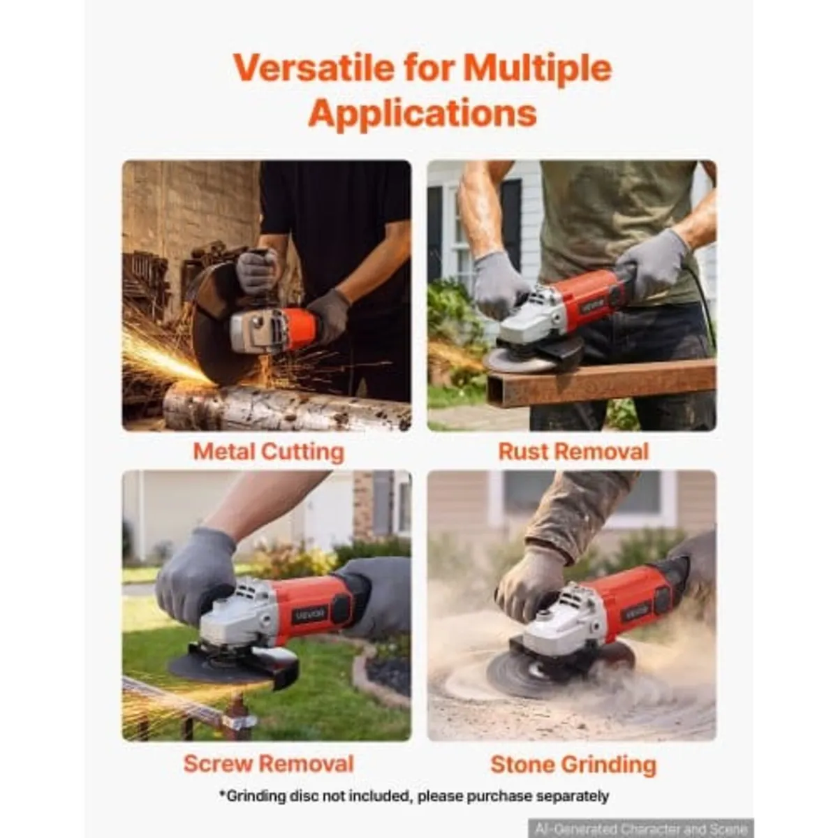 Angle Grinder, 230mm Electric Grinder Power Tool, - Image 2