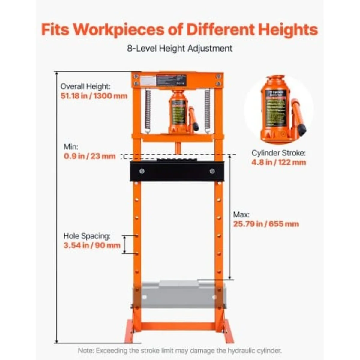 12 Ton Shop Press, H-Frame Garage Floor Bottle Jac - Image 4