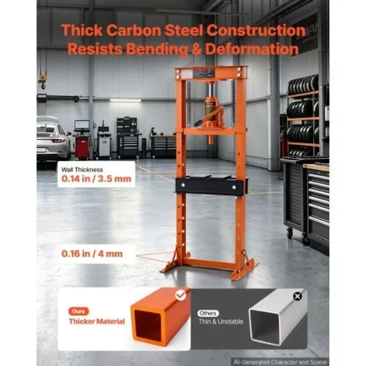 12 Ton Shop Press, H-Frame Garage Floor Bottle Jac - Image 2
