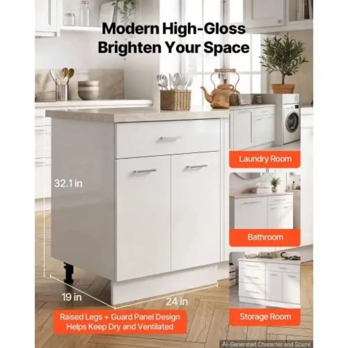 White Shaker Base Cabinet Ready to Assemble 60cmW - Image 2