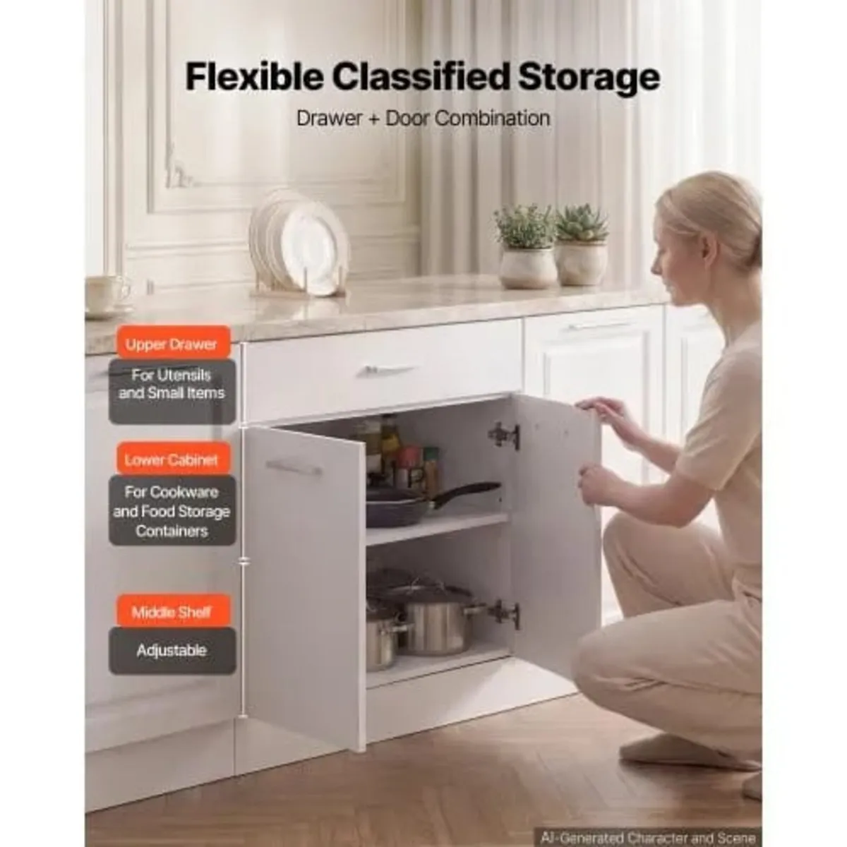 White Shaker Base Cabinet Ready to Assemble 60cmW - Image 3