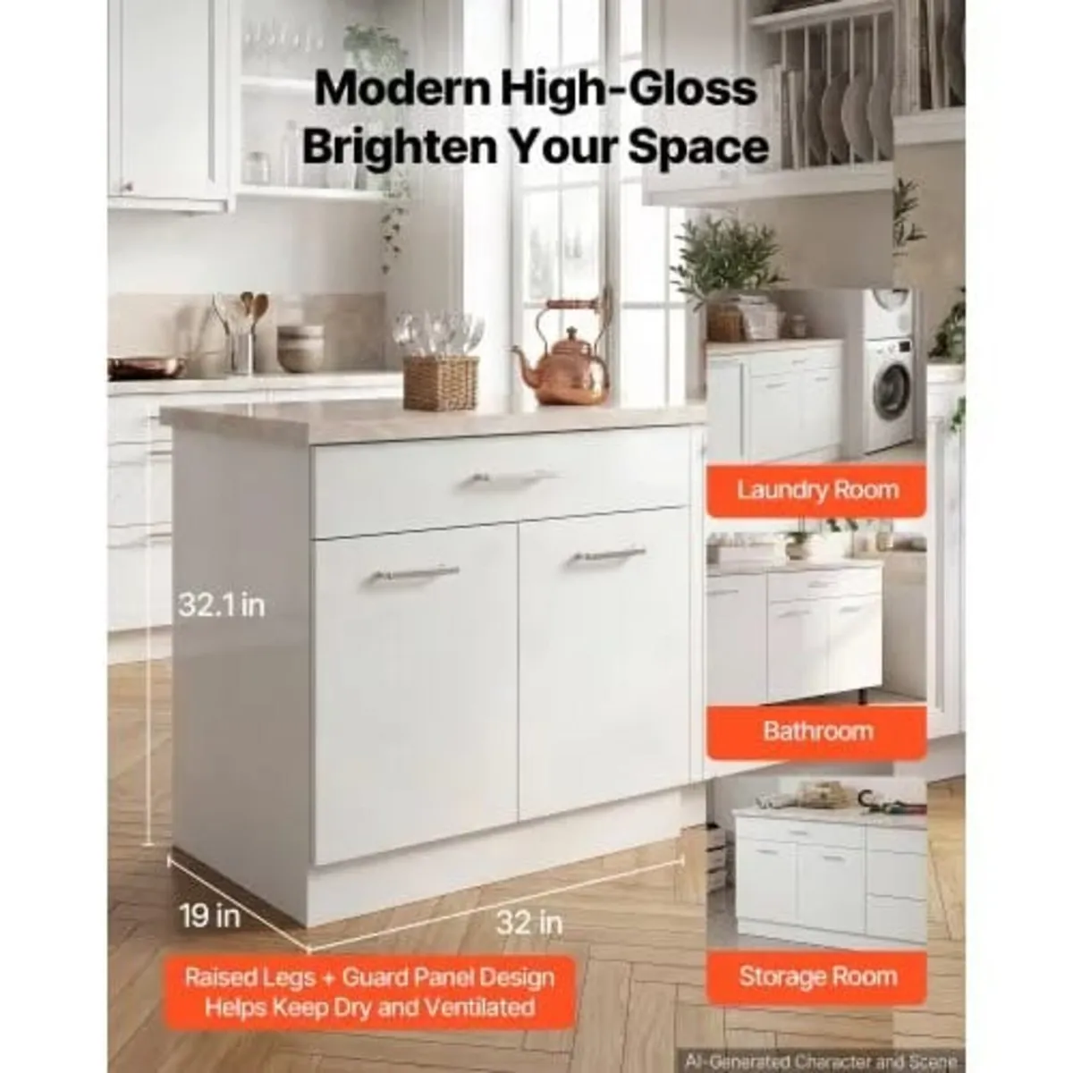 White Shaker Base Cabinet Ready to Assemble 80cmW - Image 3