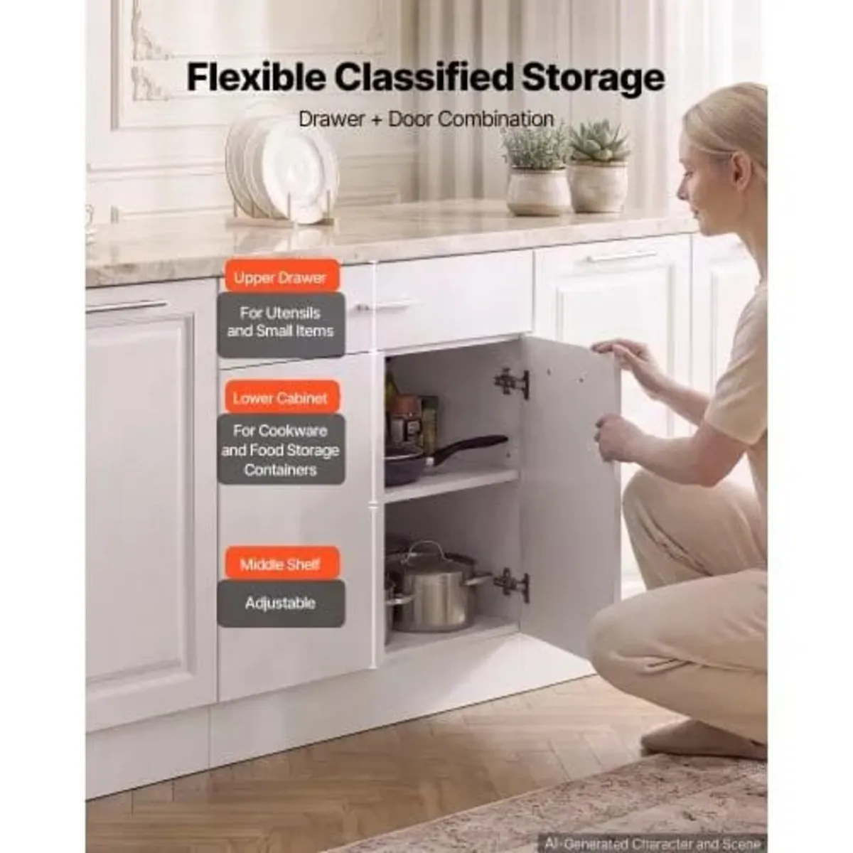White Shaker Base Cabinet Ready to Assemble 80cmW - Image 4