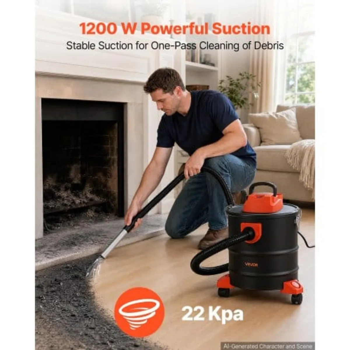 Ash Vacuum 20L, 1200W Power Fireplace Cleaner Ash - Image 3
