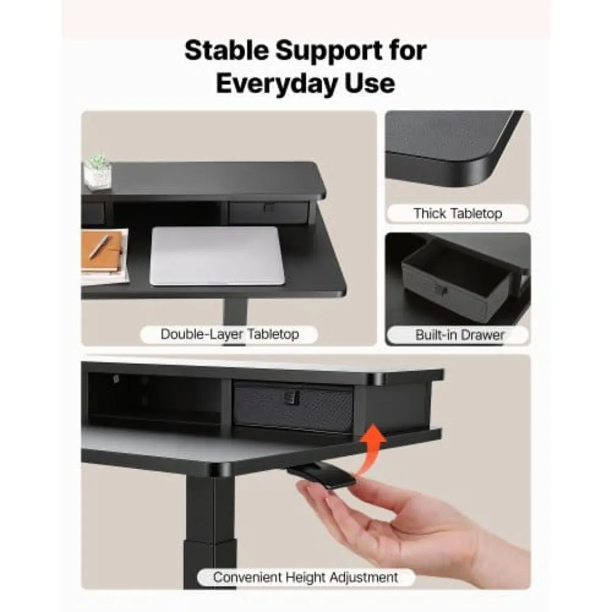 Overbed Table 700 x 500 mm Mobile Bedside Table wi - Image 2