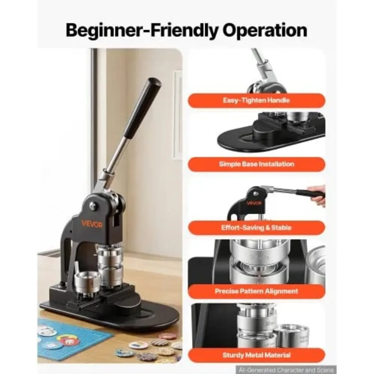 Button Maker Machine 1.25"/32 mm Pin Maker 500pcs - Image 2