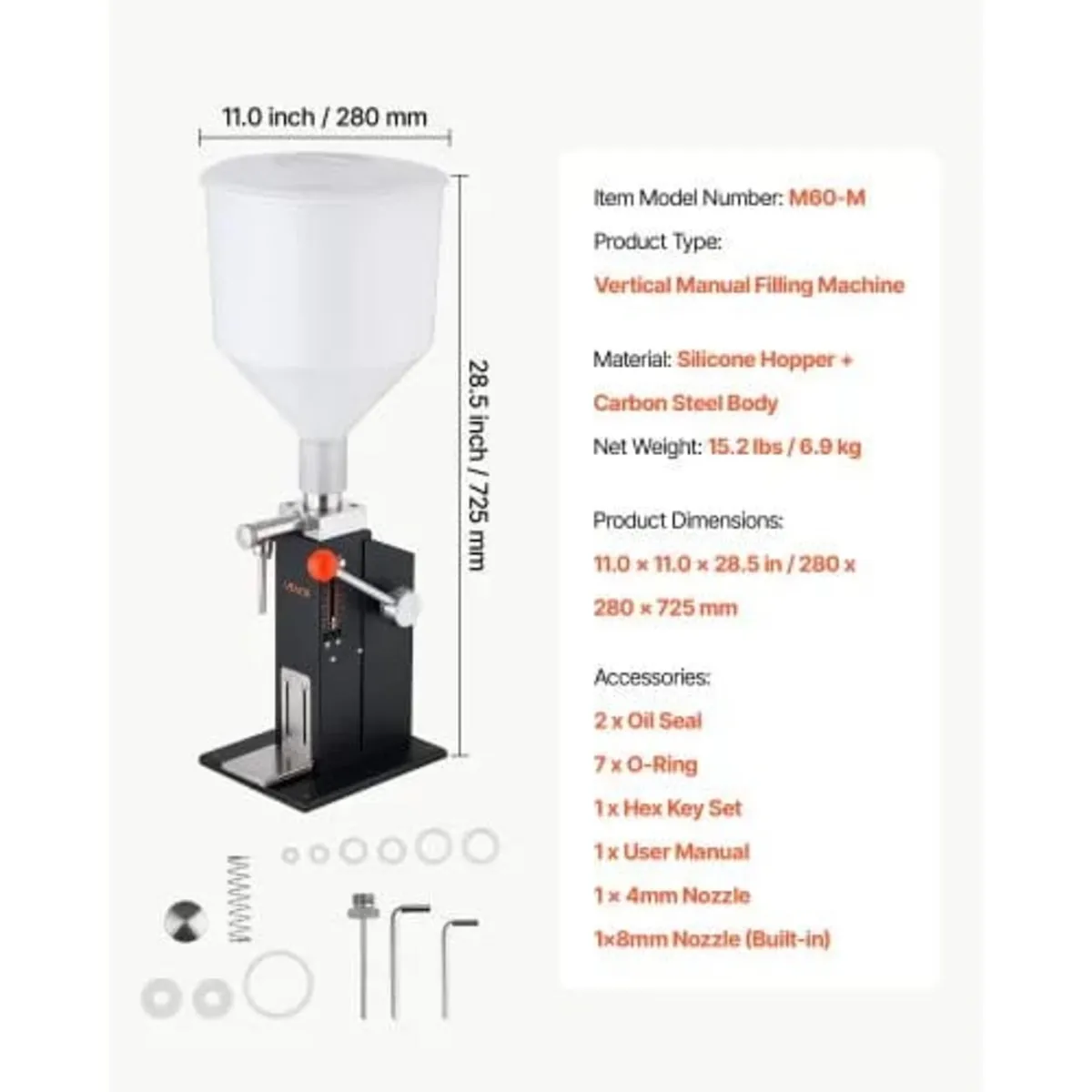 Manual Filling Machine, 5-60 ml, 10 L Hopper, Past - Image 4