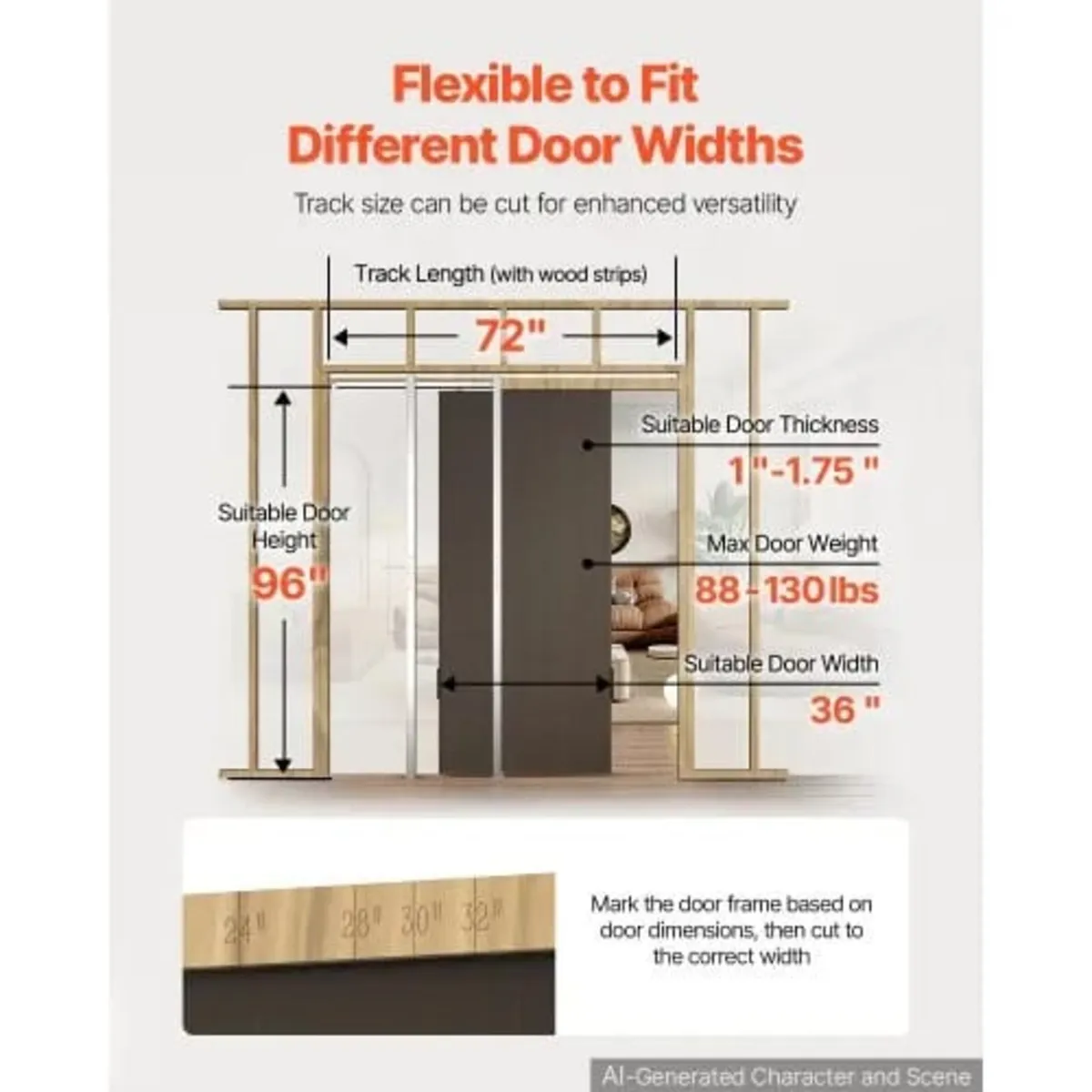 Pocket Door Frame Kit 914.4 mm Pocket Door Kit wit - Image 3