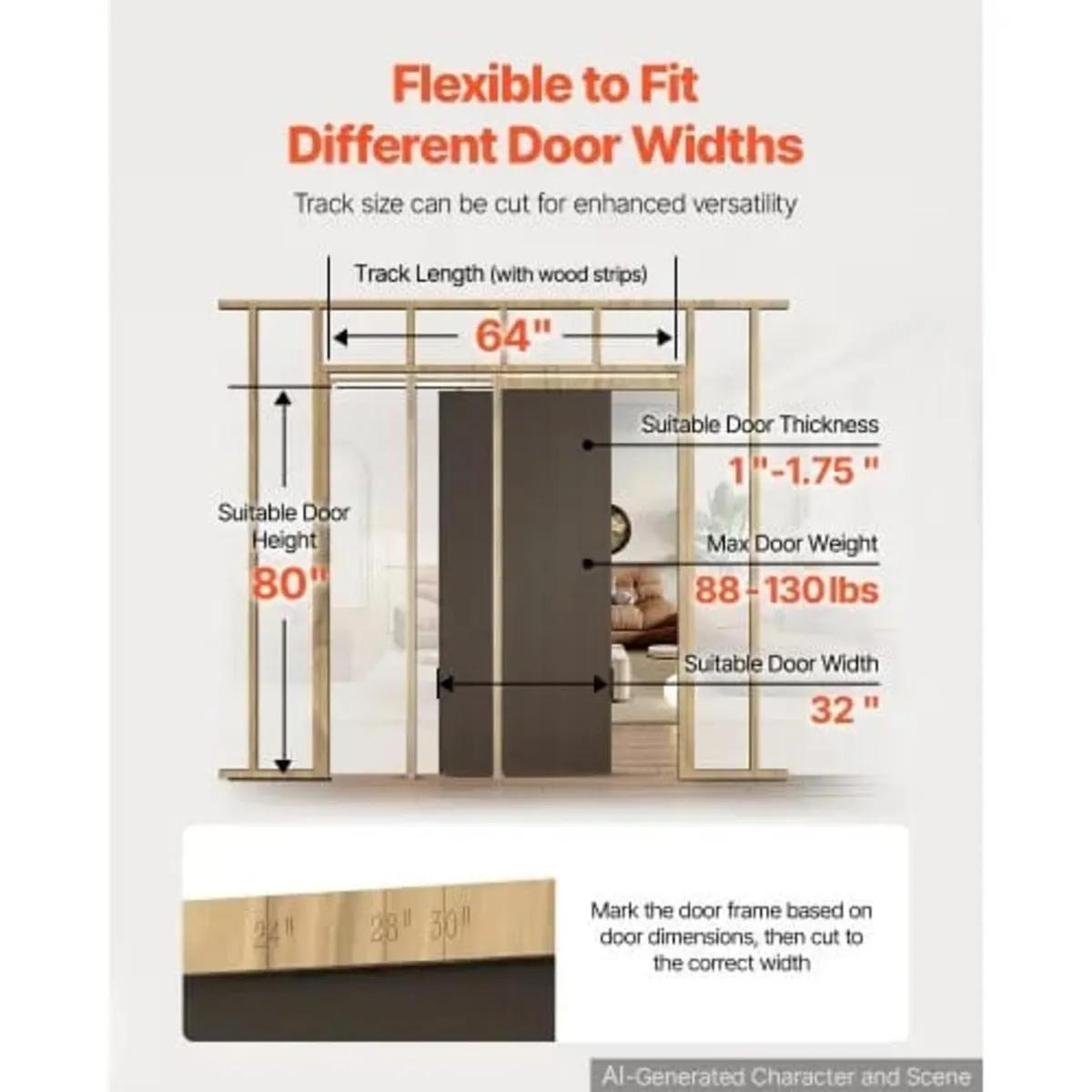 Pocket Door Frame Kit 812.8 mm Pocket Door Kit Ste - Image 3