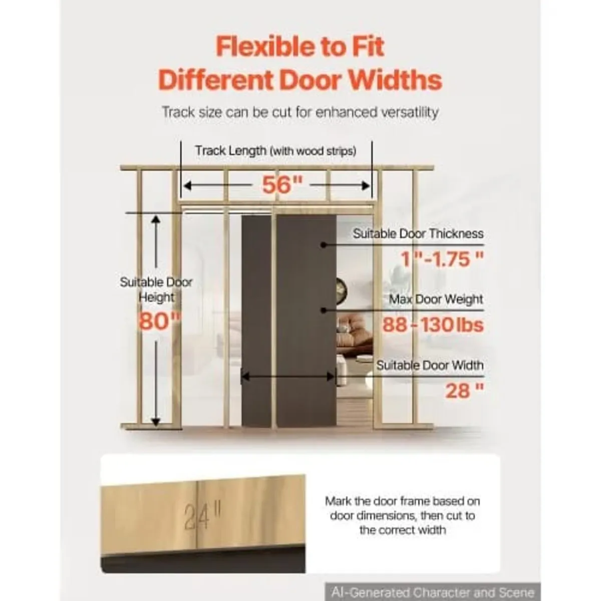 Pocket Door Frame Kit 711.2 mm Pocket Door Kit Ste - Image 3