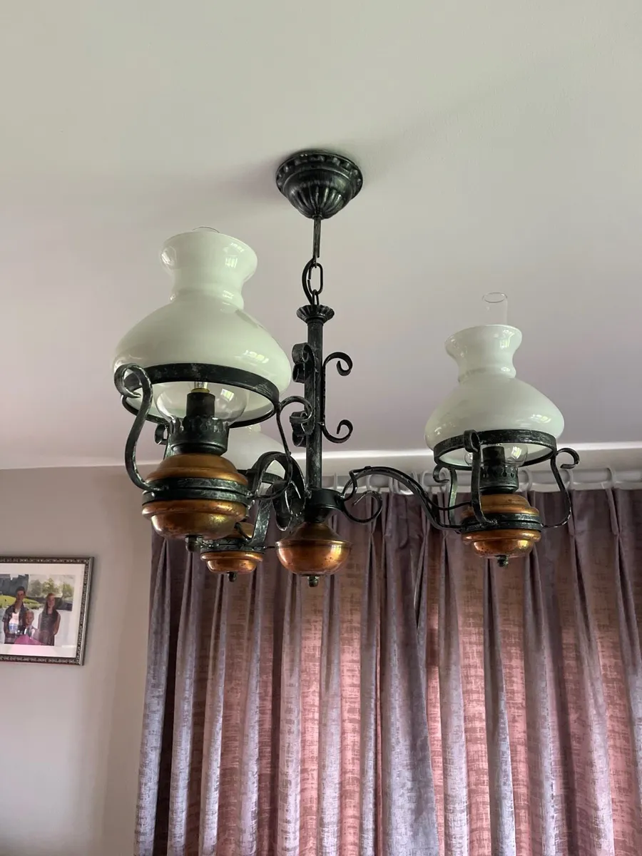 Traditional Wrought Iron & Brass Ceiling Light - Image 2