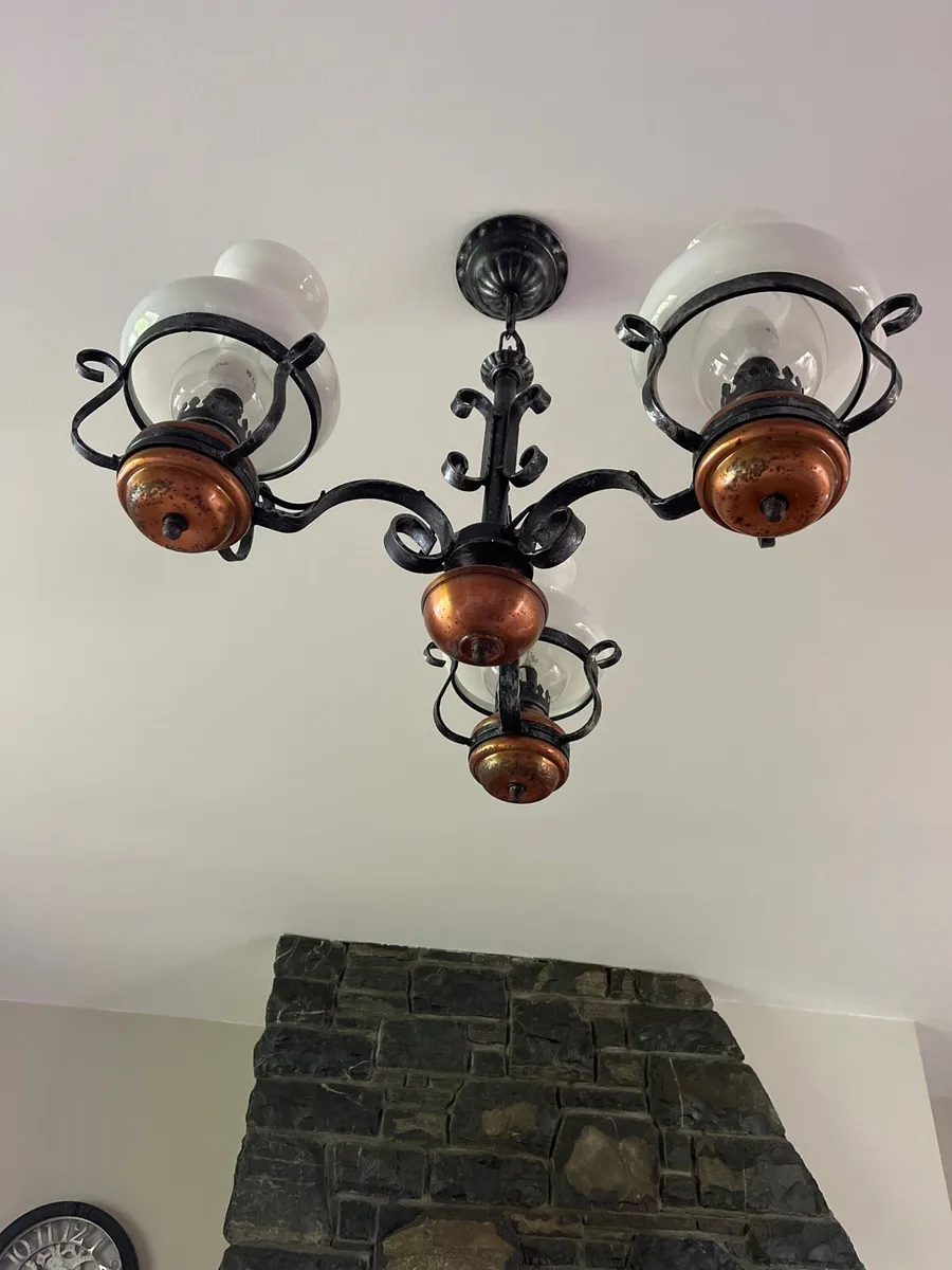 Traditional Wrought Iron & Brass Ceiling Light - Image 3