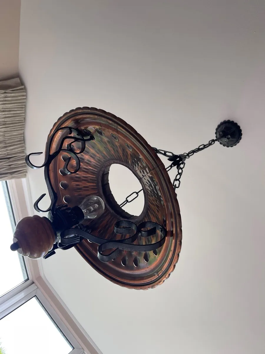 Vintage Rustic Copper & Wrought Iron Light - Image 1