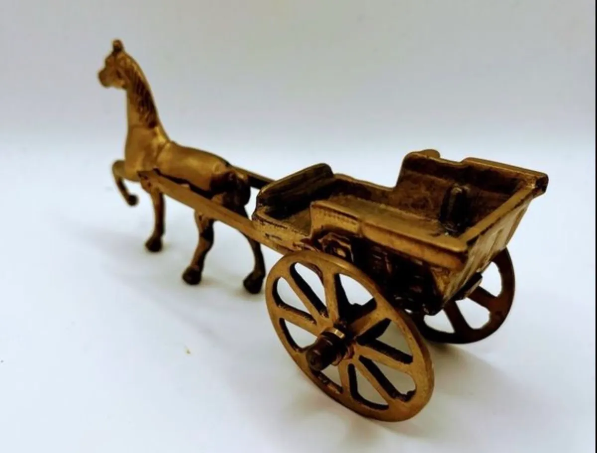Vintage brass horse and cart - Image 1