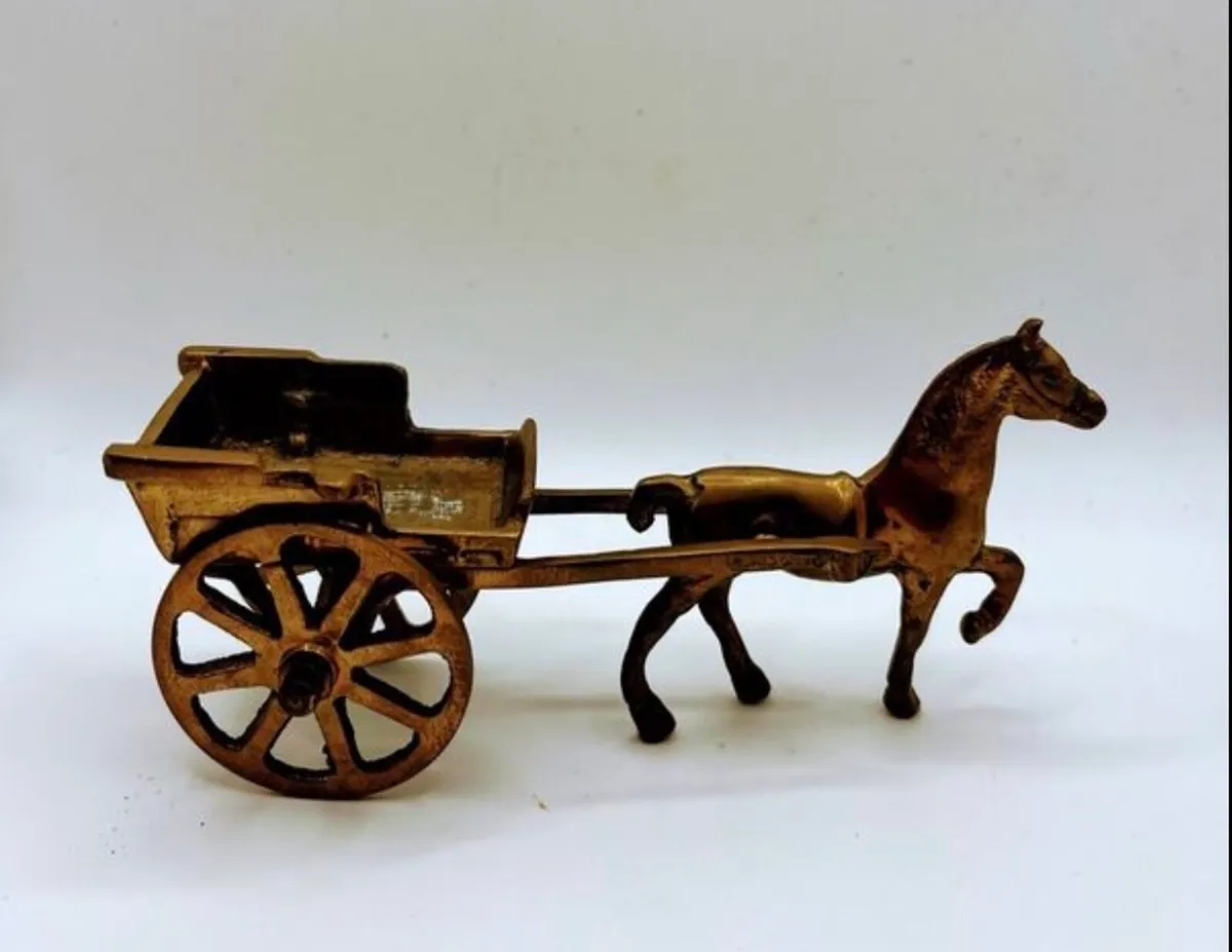 Vintage brass horse and cart - Image 2