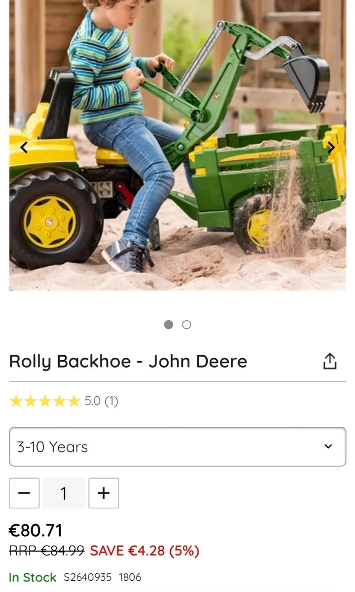 Kids toy backhoe John Deere - Image 1