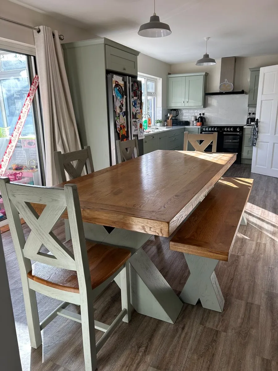 Solid beautiful Table 4 chairs and bench - Image 1