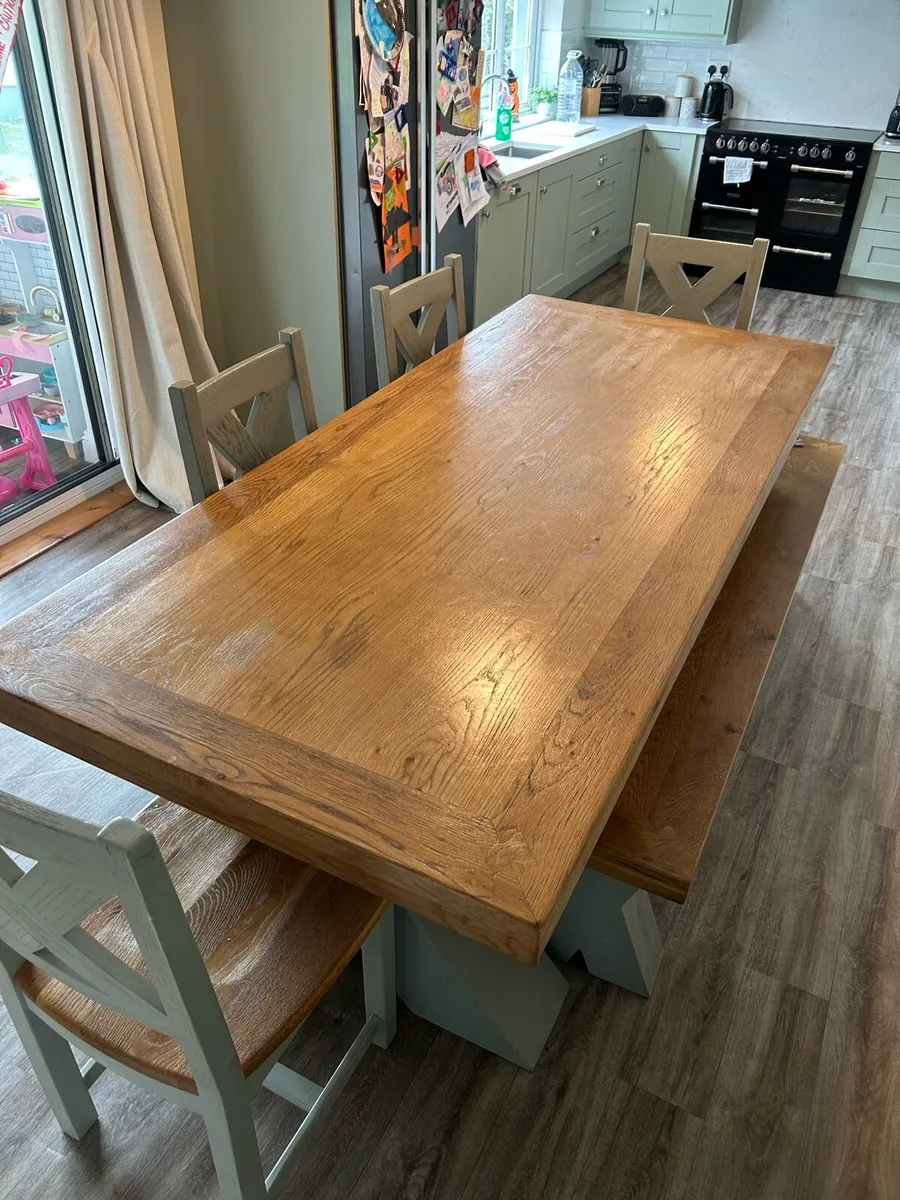 Solid beautiful Table 4 chairs and bench - Image 3