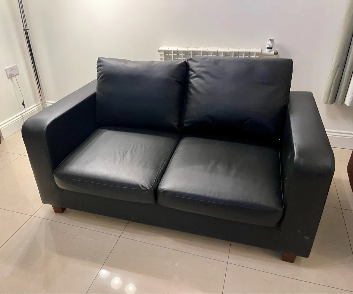 Leather 2 seater sofa (black)