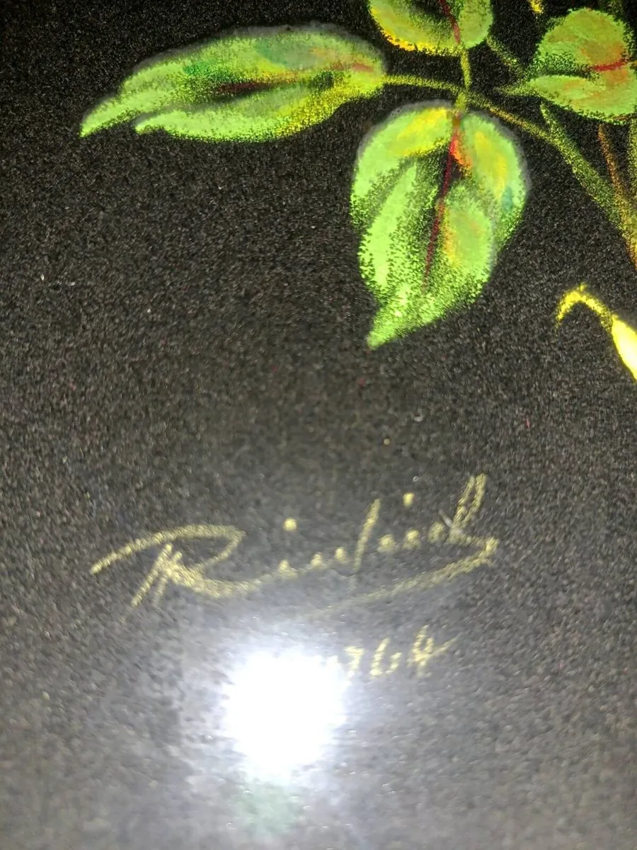 Pair of Roses oil painting on canvas 1964 - Image 2