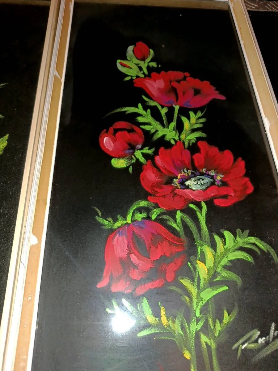Pair of Roses oil painting on canvas 1964 - Image 3