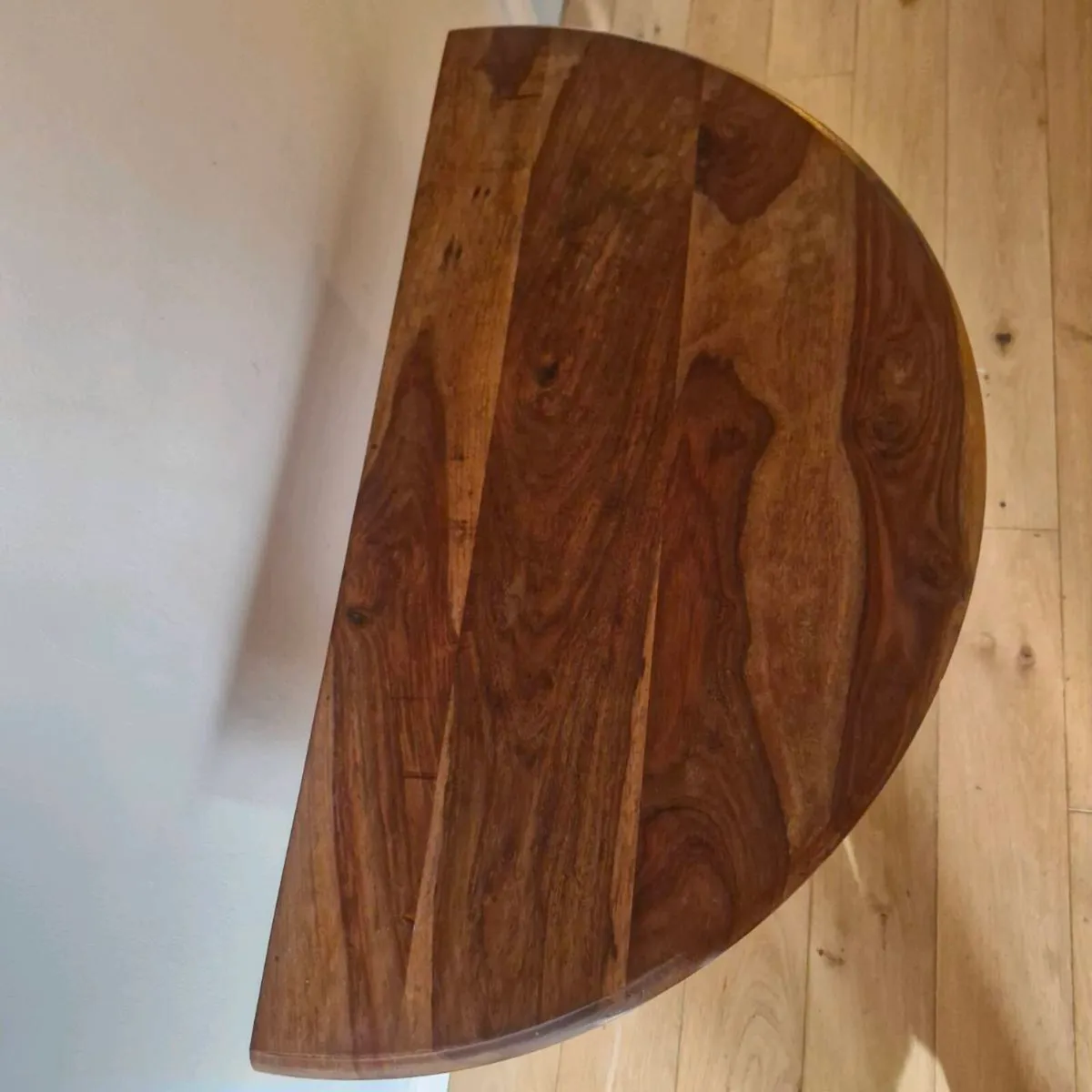 Wodden half-moon console hall table - Image 2