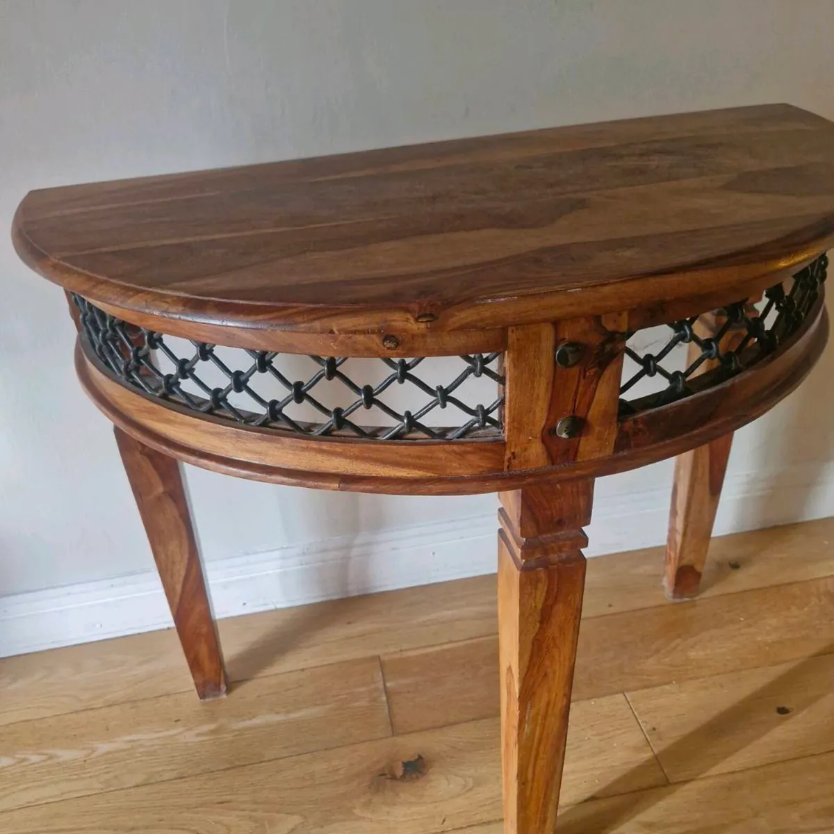 Wodden half-moon console hall table - Image 3