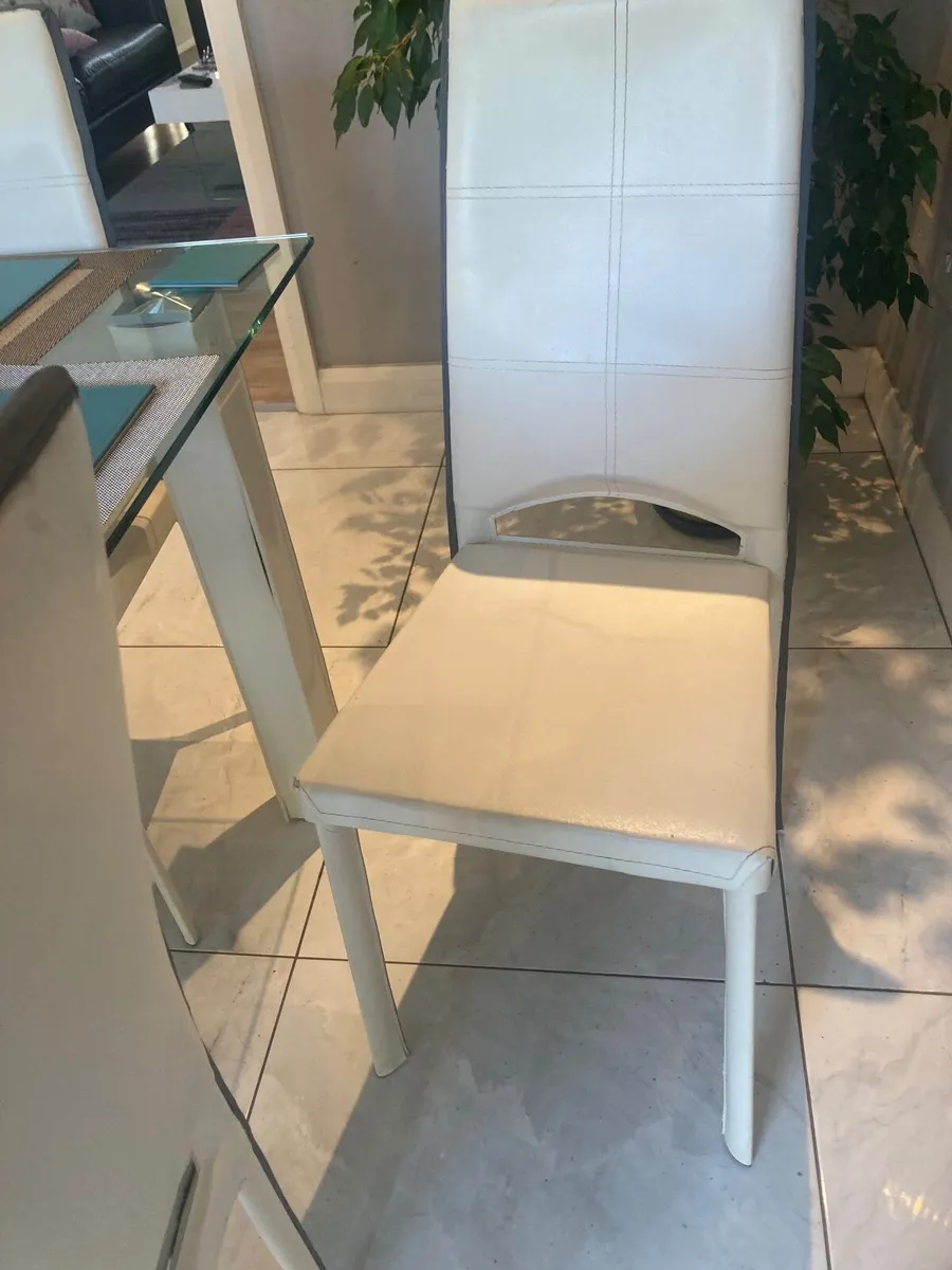 6 White Contempory Dining Chairs - Image 2