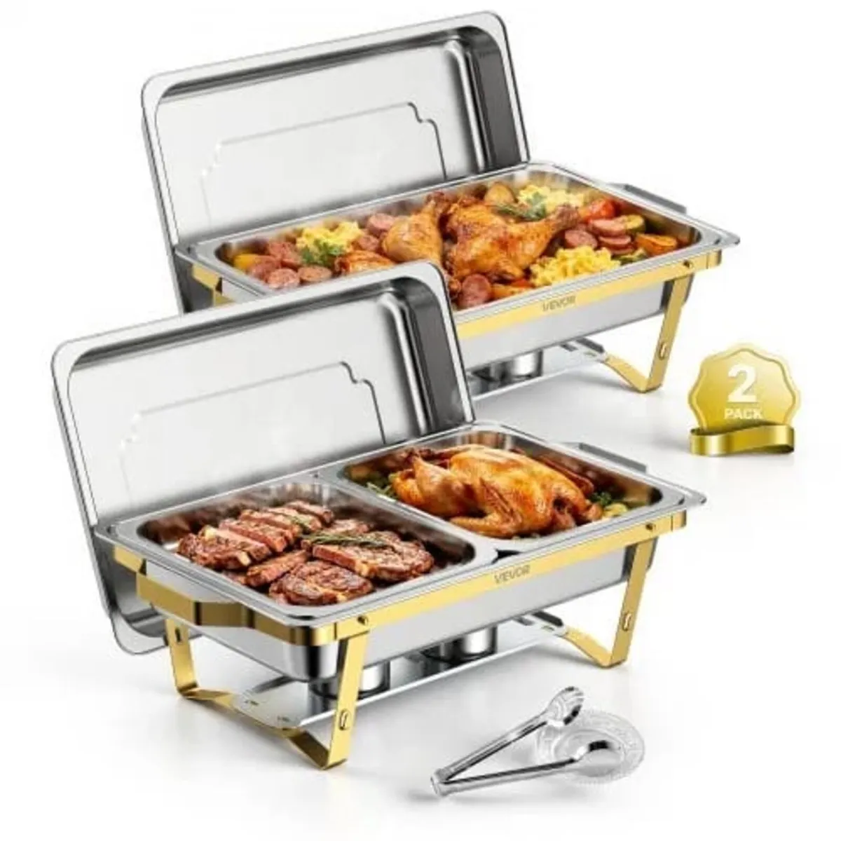 2 Packs Chafing Dishes for Buffet Set, 8.5L Stainl - Image 1