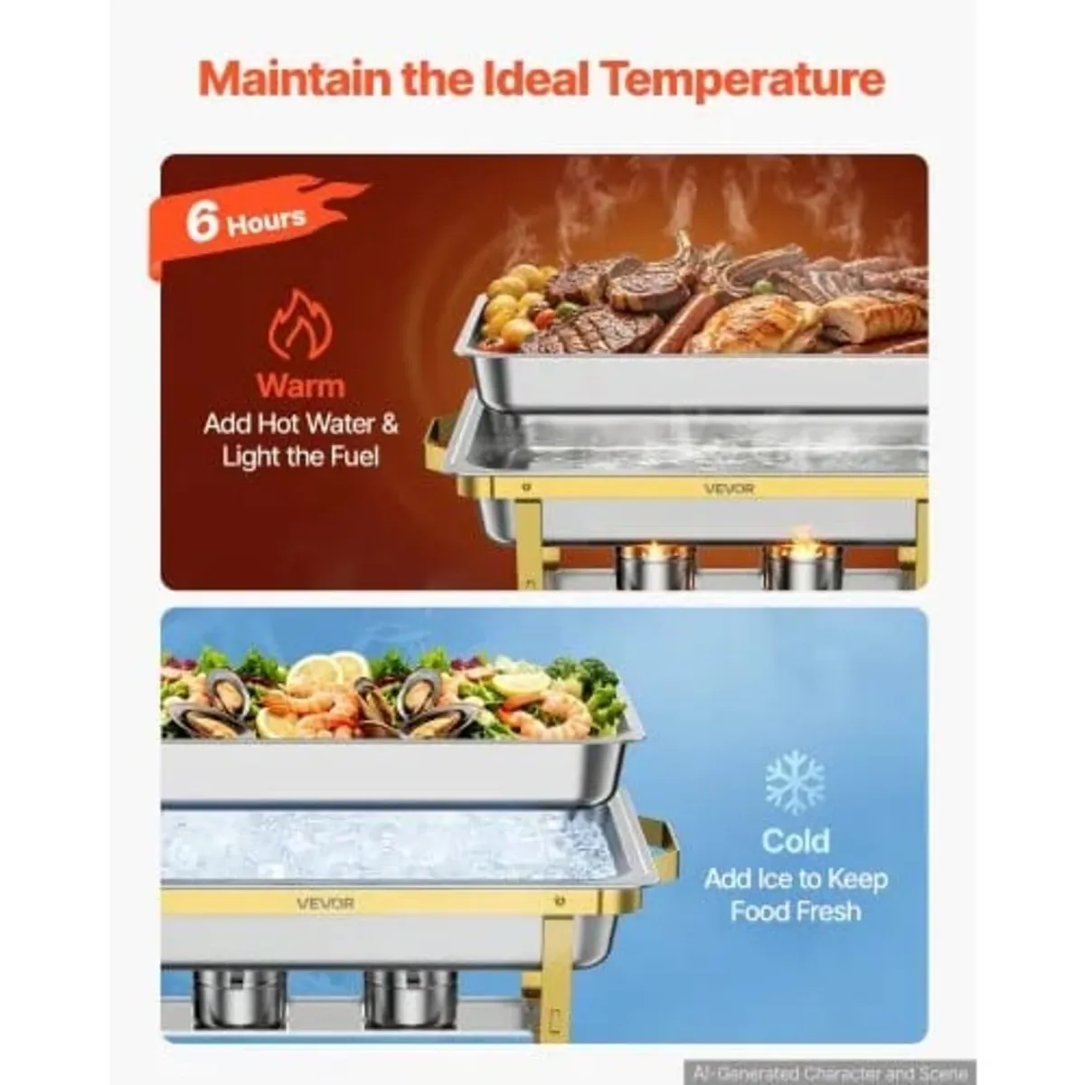 2 Packs Chafing Dishes for Buffet Set, 8.5L Stainl - Image 2