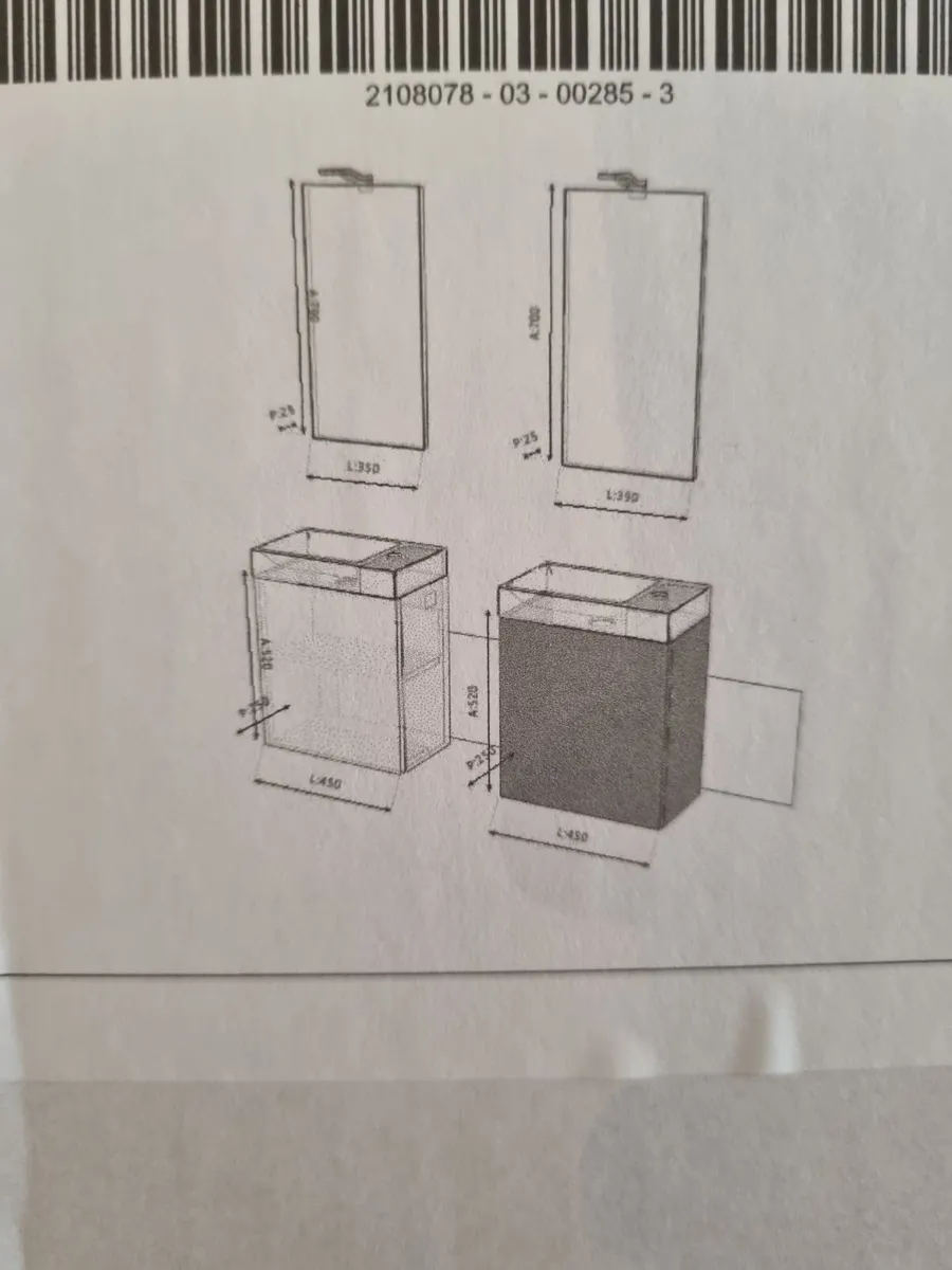 Wall hung bathroom unit with mirror and LED light - Image 1