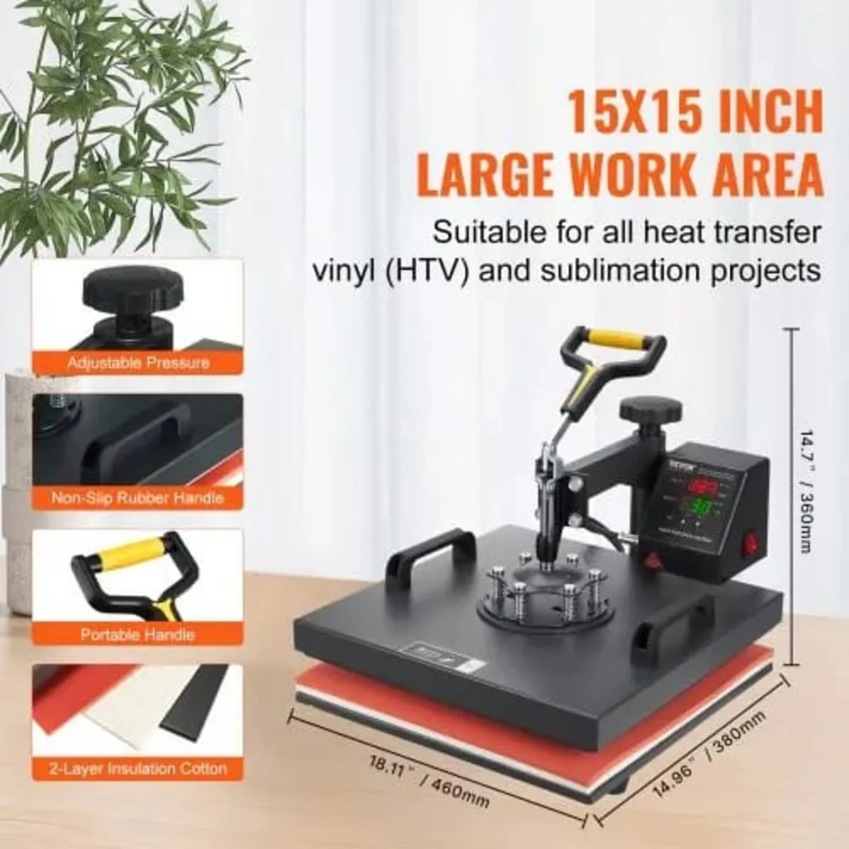 Heat Press Machine 38 x 38 cm 2-in-1 Clamshell Sub - Image 2