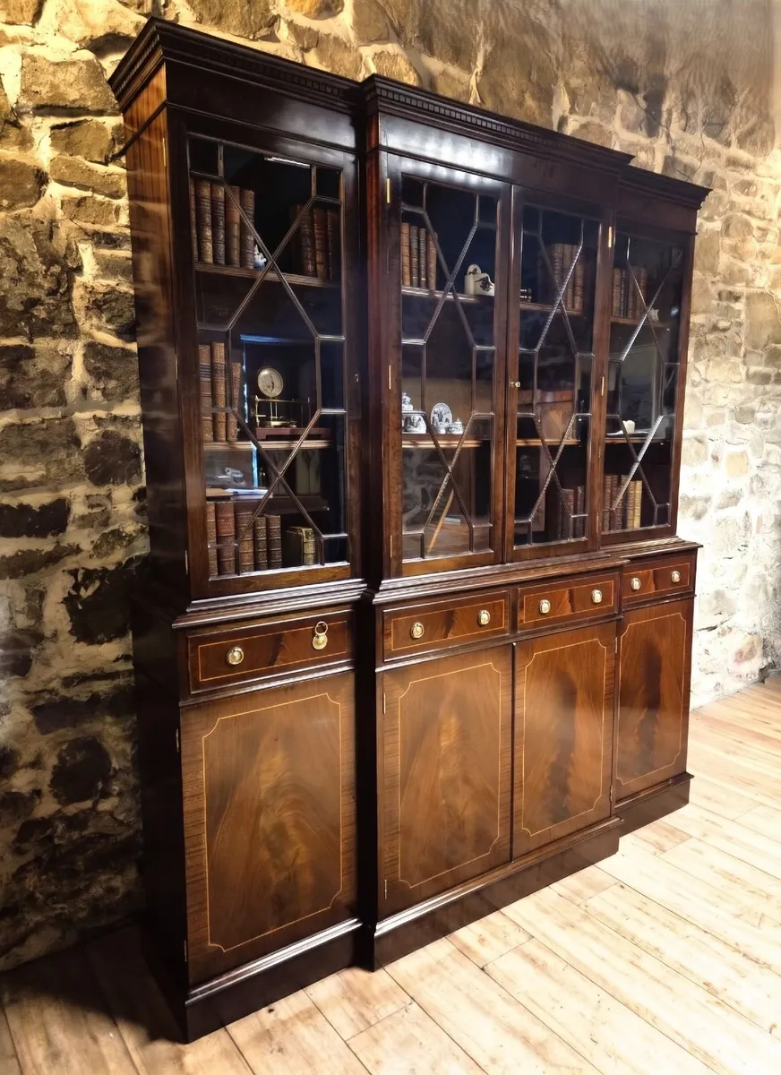 Large Vintage Mahogany Display Bookcase - Image 1