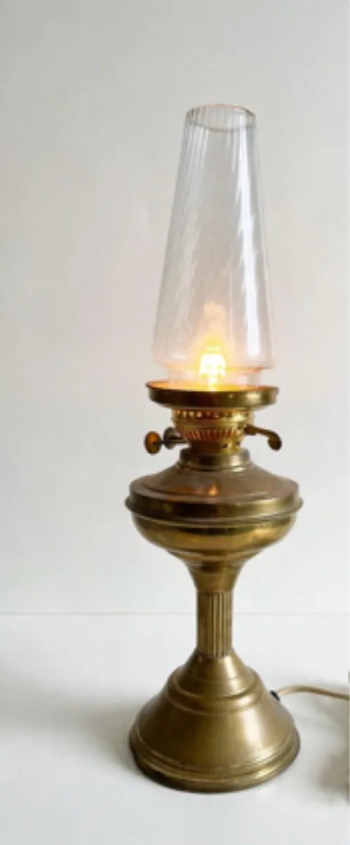 Vintage brass oil lamp - converted