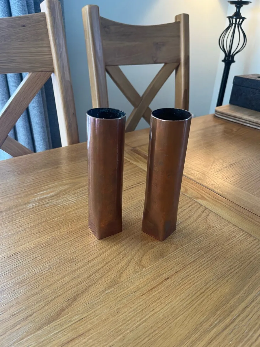 Antique Copper Cannon Shell Vases - Image 1
