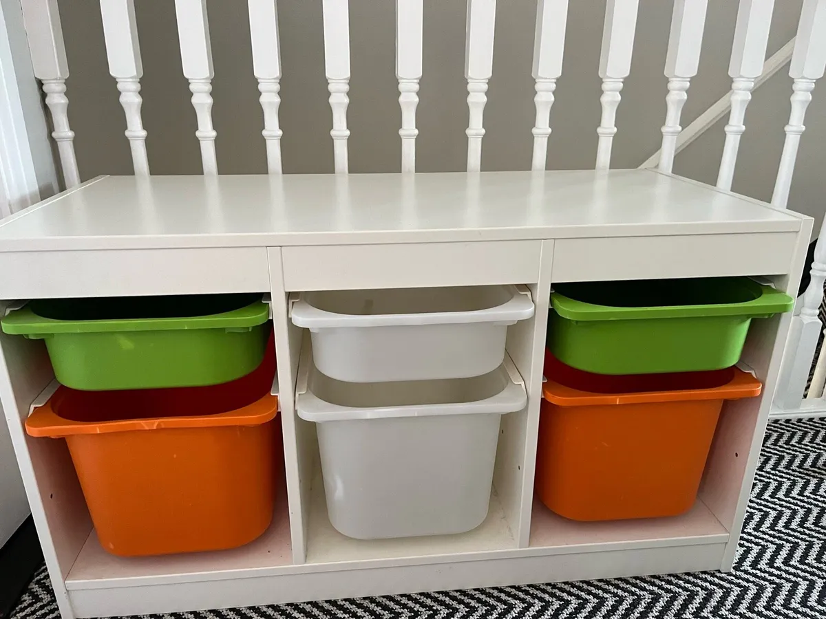 IKEA kids storage unit with boxes - Image 1