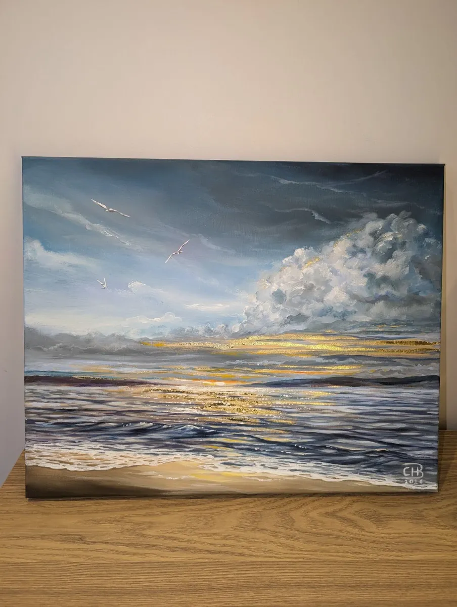 Acrylic Seascape with Gold Accents - Image 4