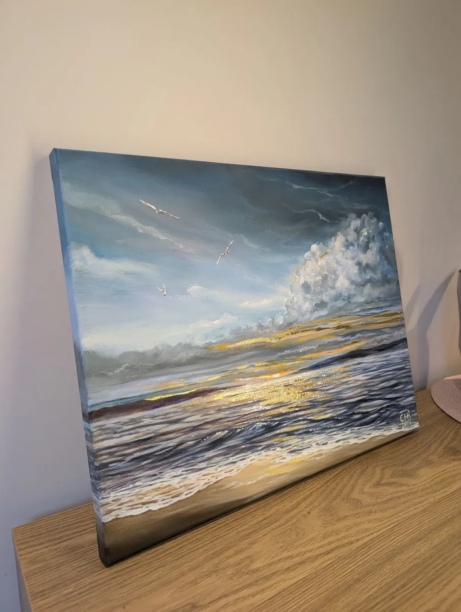 Acrylic Seascape with Gold Accents - Image 3