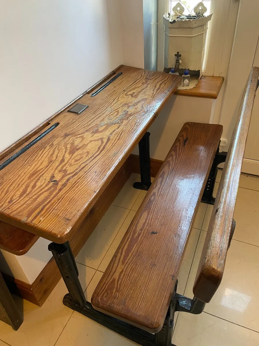 Antique RARE 1920s Kilrane National School Desk - Image 4