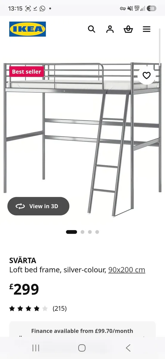 Ikea loft bed with desk + mattress - Image 3
