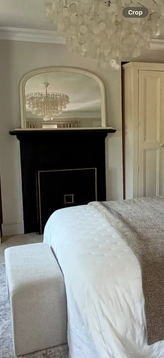 Decorative Black Fireplace Cover – Gold Detail - Image 1